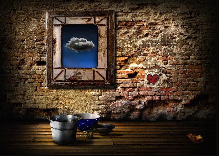 Country Frame Greeting Card featuring the digital art Raining in my heart by Alessandro Della Pietra