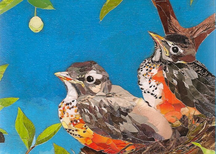 Birds Greeting Card featuring the mixed media Ready to Leave, 3rd of 4 by Robin Birrell