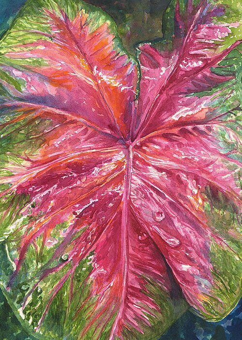 Coladium Greeting Card featuring the painting Red and wet by AnnaJo Vahle