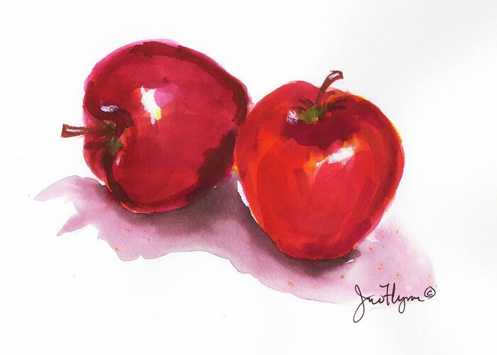 Apples Greeting Card featuring the painting Red Apples by James Flynn