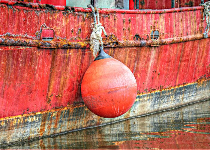 Red Greeting Card featuring the photograph Red Boat with Bumper by Lynn Jordan