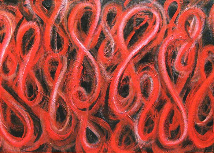 The Number Eight Greeting Card featuring the painting Red Figure Eight Study Number One by Michael Morgan