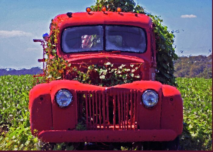 Alabama Photographer Greeting Card featuring the digital art Red Firetruck Face by Michael Thomas