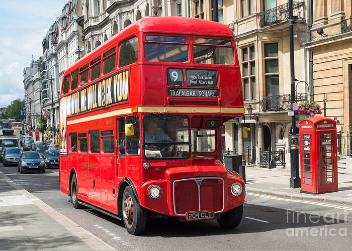 Red Bus Greeting Card featuring the photograph Red London Bus by Andrew Michael