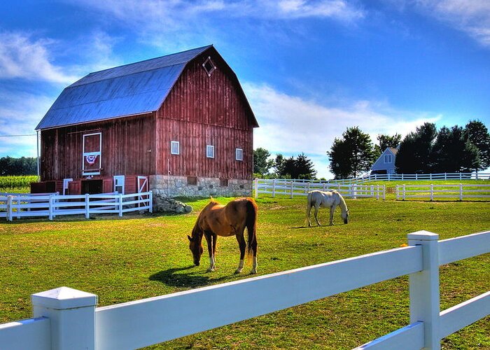 Barn Greeting Card featuring the photograph Red White and Barn by Coby Cooper
