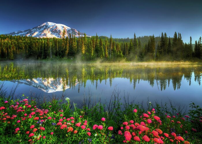 Landscape Greeting Card featuring the photograph Reflection Lakes by William Lee