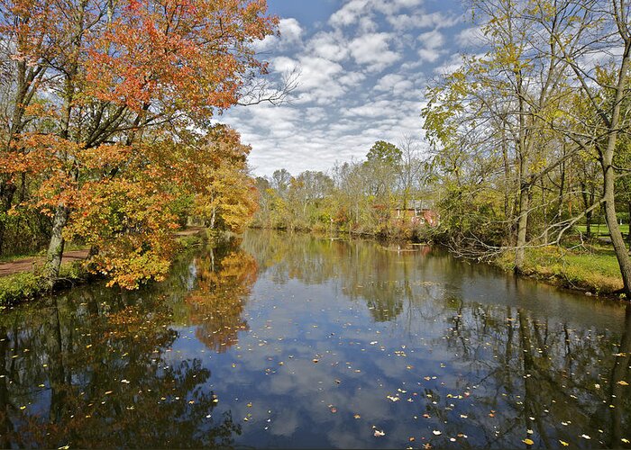 Autumn Greeting Card featuring the photograph Reflections on the Canal by David Letts