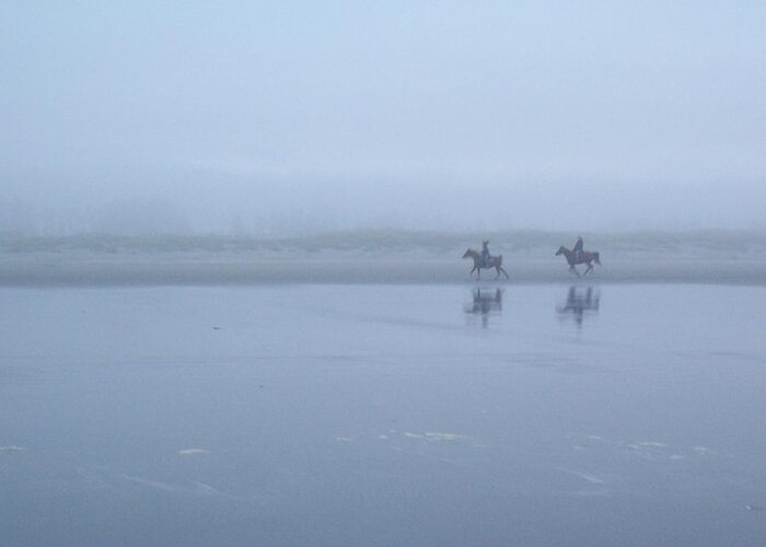 Beach Greeting Card featuring the photograph Riding in the Mist by Peter Mooyman