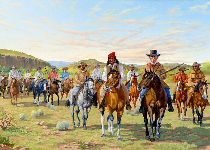 Legendary Texas Rangers Greeting Card featuring the painting Rip Ford's Dps 1850 by Howard Dubois
