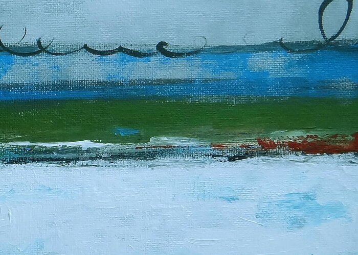 Abstract Greeting Card featuring the painting Rolling On The Blue II by Ruth Palmer
