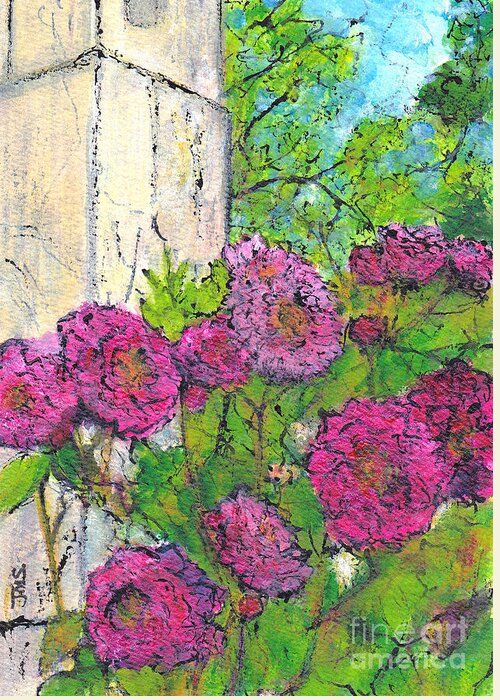 France Greeting Card featuring the painting Roses at the Chateau by Jackie Sherwood