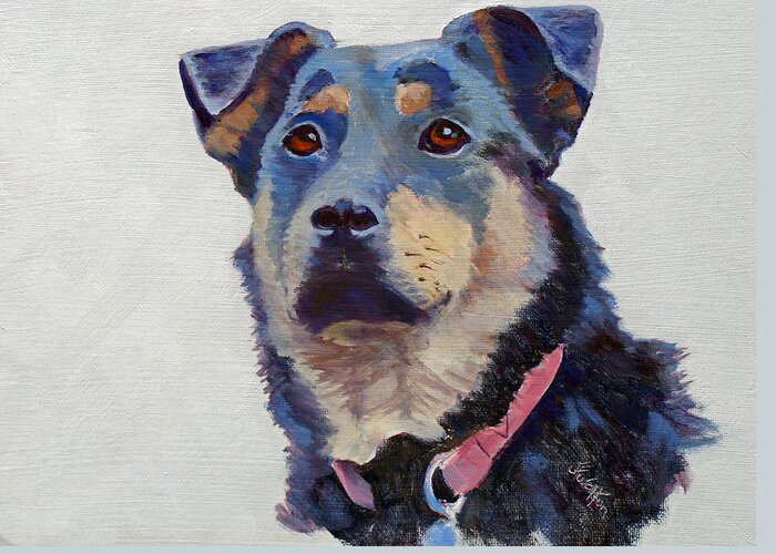 Rottie Greeting Card featuring the painting Rottie Female by Judy Fischer Walton
