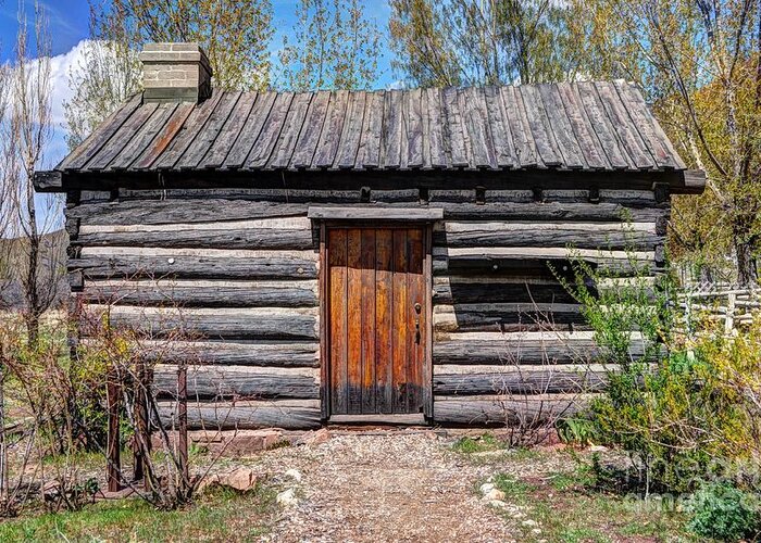 Rustic Greeting Card featuring the photograph Rustic Pioneer Log Cabin - Salt Lake City by Gary Whitton