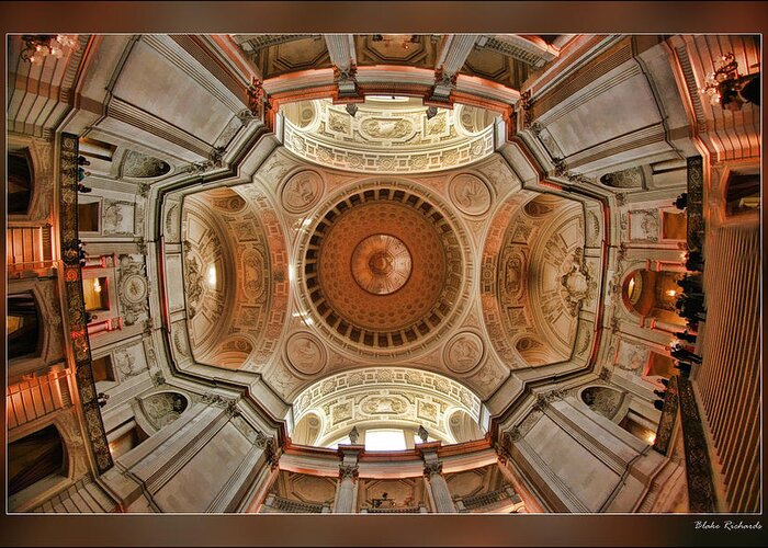 Art Photography Greeting Card featuring the photograph San Francisco City Hall Ceiling by Blake Richards