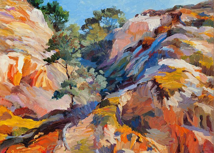 Landscape Greeting Card featuring the painting Sandstone Canyon by Judith Barath