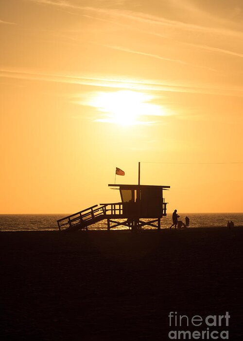 America Greeting Card featuring the photograph Santa Monica California Sunset Photo by Paul Velgos