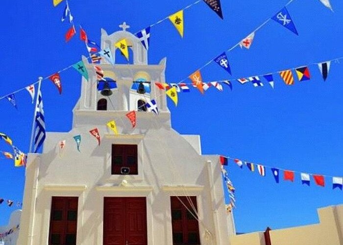 Church Greeting Card featuring the photograph Santorini 3 by Carlos Macia Perez