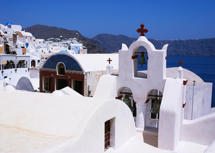 Cross Greeting Card featuring the photograph Santorini architecture by Paul Cowan