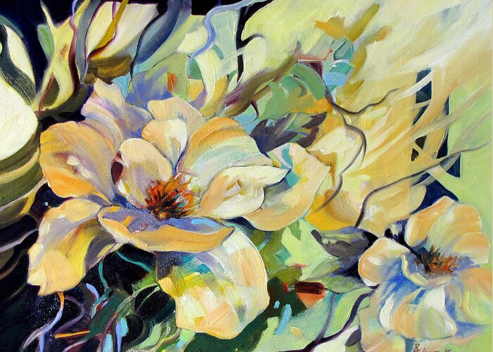 Flowers Greeting Card featuring the painting Sapphire Light by Rae Andrews