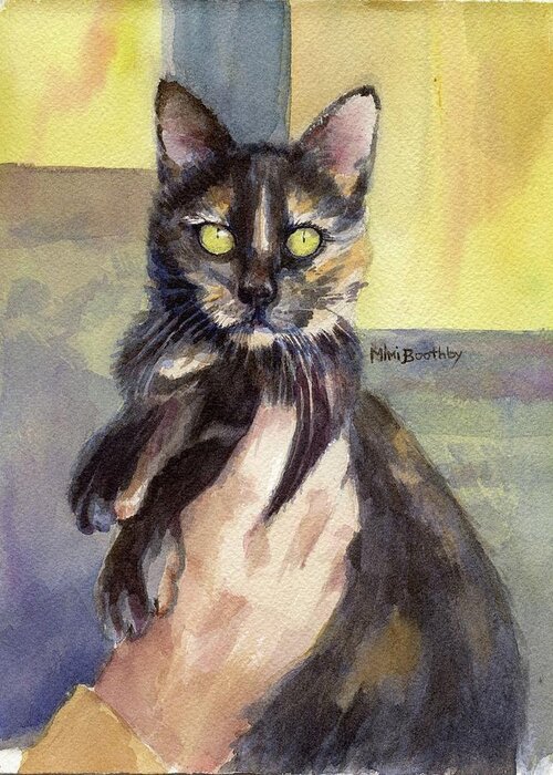 Cat Greeting Card featuring the painting Sascha by Mimi Boothby
