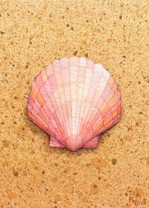 Print Greeting Card featuring the painting Scallop Shell by Katherine Young-Beck