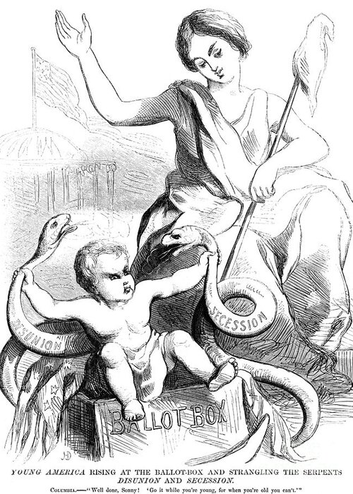 1860 Greeting Card featuring the photograph Secession Cartoon, 1860 by Granger
