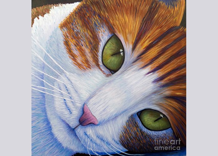Cat Greeting Card featuring the painting Secrets by Brian Commerford