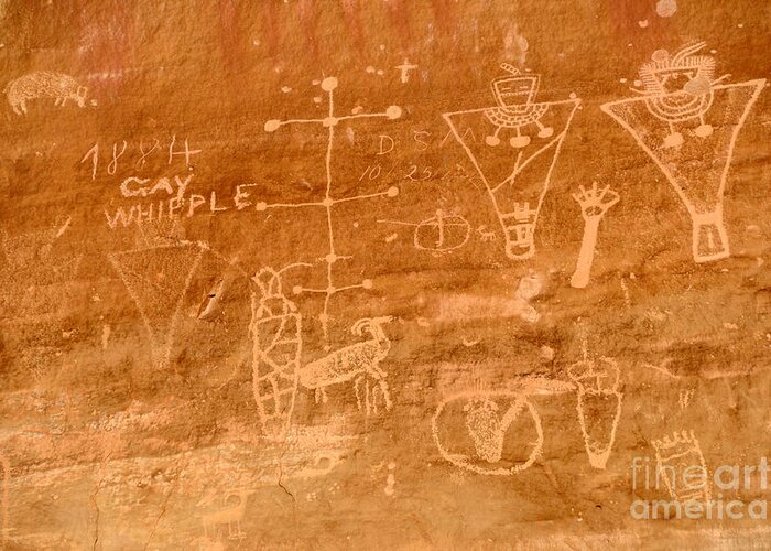 Pictograph Greeting Card featuring the photograph Sego Canyon Petroglyphs by Gary Whitton