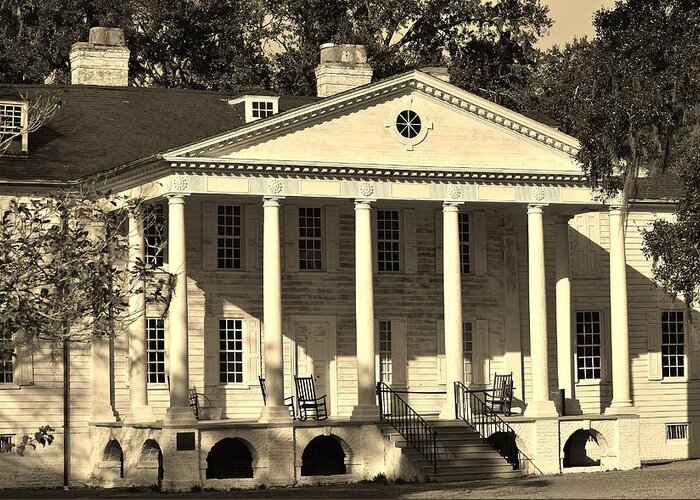 Hampton Plantation Greeting Card featuring the photograph Sepia Hampton Plantation by Paulette Thomas