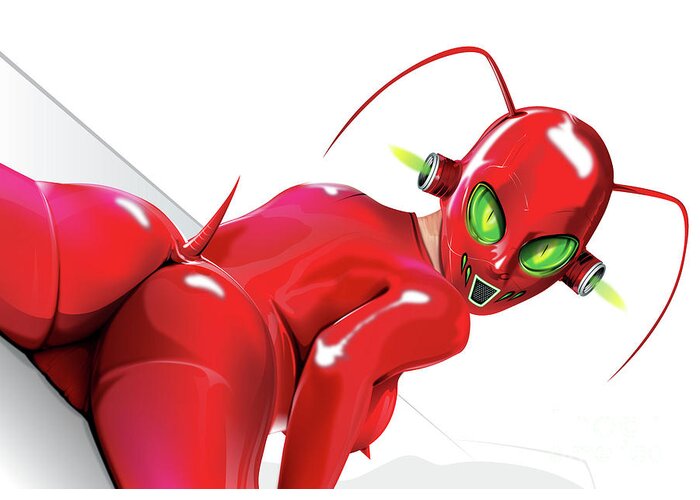 Sexy Greeting Card featuring the digital art Sexy Bug Suit by Brian Gibbs