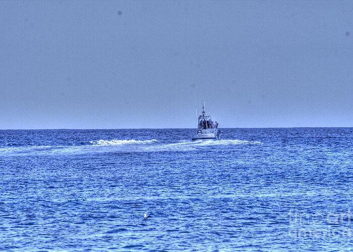 Boat Greeting Card featuring the photograph Ship Going Out to Sea HDR by Al Nolan
