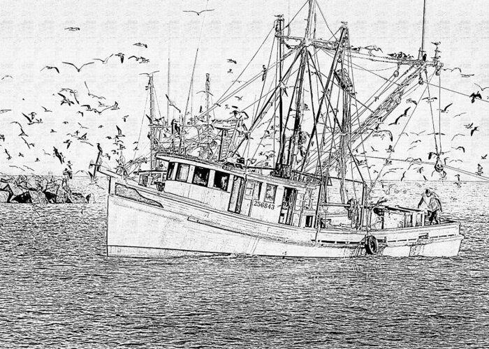 Boat Greeting Card featuring the photograph Shrimping by Cecil Fuselier