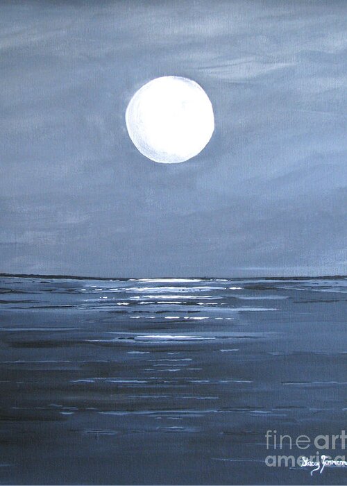 Moon Greeting Card featuring the painting Silver Moon by Stacey Zimmerman