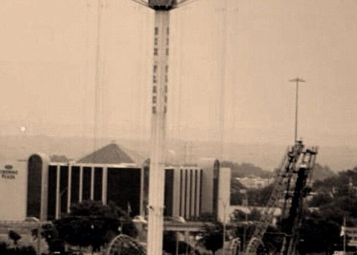 Teamrebel Greeting Card featuring the photograph Six Flags Brought Down The 200ft Texas by Rhonda L