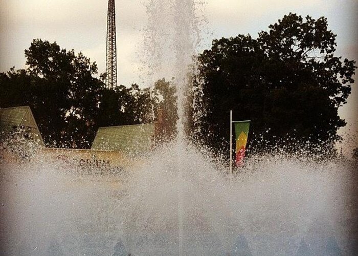  Greeting Card featuring the photograph Six Flags Fountain by Jordan Giovacchini