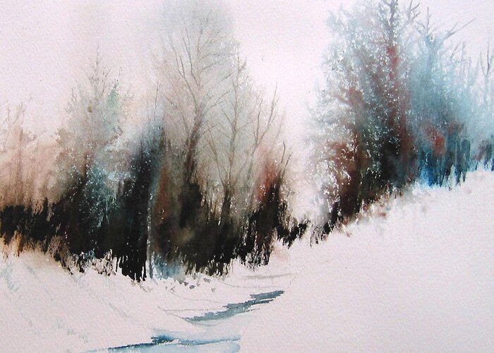 Winter Landscape Greeting Card featuring the painting Snow Day by Diane Ellingham