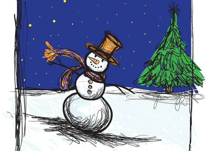 Snowman Greeting Card featuring the photograph Snowman by HD Connelly