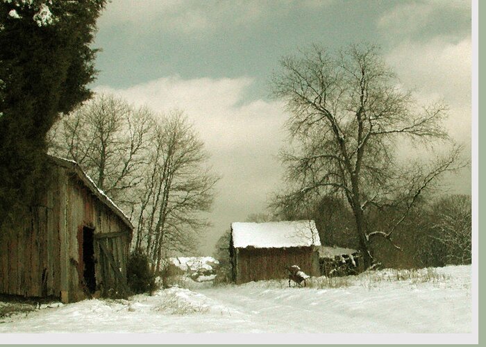 Barn Greeting Card featuring the photograph Snowy Day by Marilyn Marchant