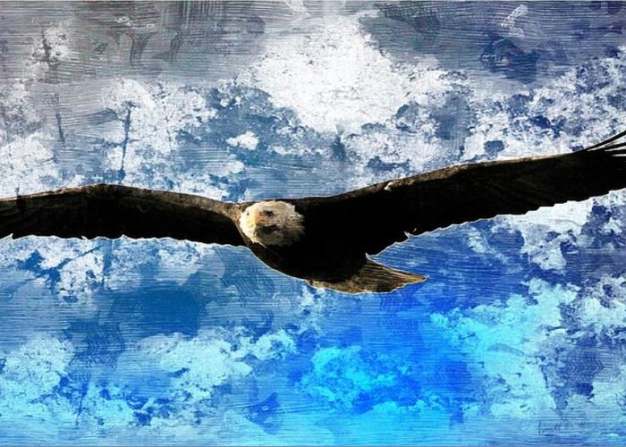Bald Eagle Greeting Card featuring the digital art Soaring by Carrie OBrien Sibley