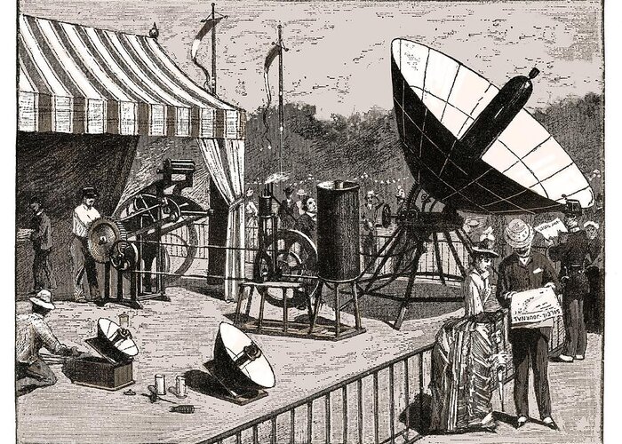 Soleil-journal Greeting Card featuring the photograph Solar Water Heater, 19th Century Artwork by Detlev Van Ravenswaay