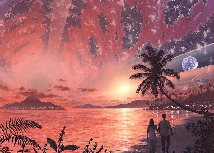 Islands Of The Gods Greeting Card featuring the photograph Space Colony Holiday Islands, Artwork by Richard Bizley