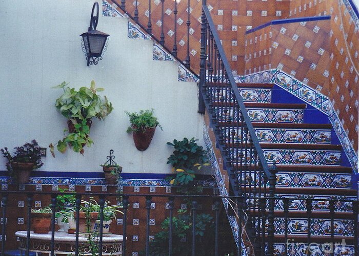 Spain Greeting Card featuring the photograph Spanish Tile Stairs by Barbara Plattenburg