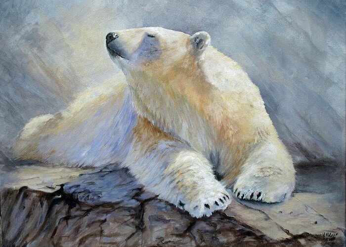 Polar Bear Greeting Card featuring the painting Spring Break by Mary McCullah