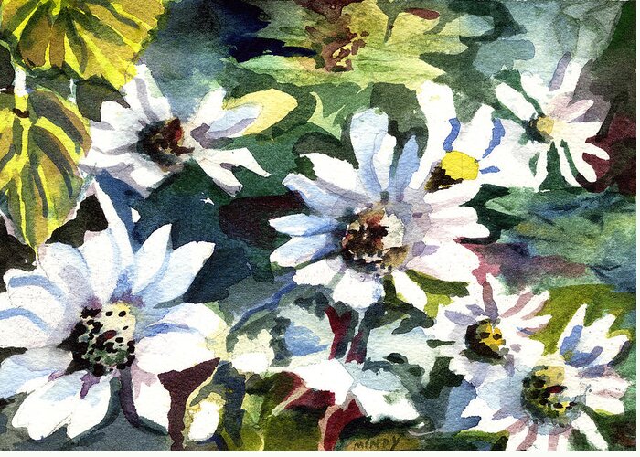Daisy Greeting Card featuring the painting Spring Daisies by Mindy Newman