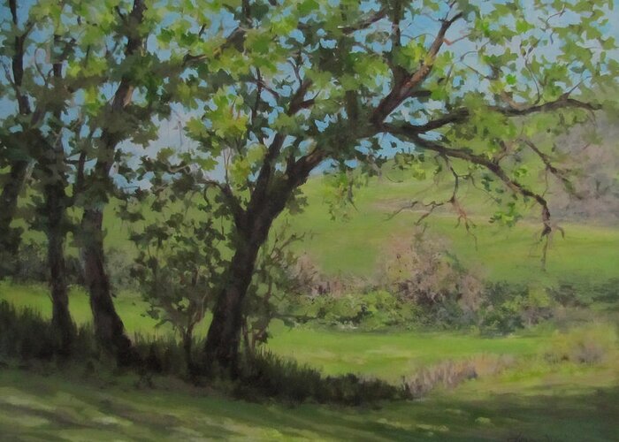 Landscape Greeting Card featuring the painting Spring Harmony by Karen Ilari