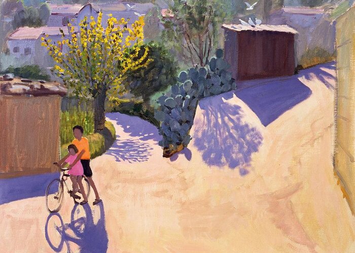 Sunny Greeting Card featuring the painting Spring in Cyprus by Andrew Macara