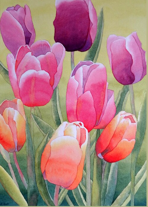Tulips Greeting Card featuring the painting Spring by Laurel Best