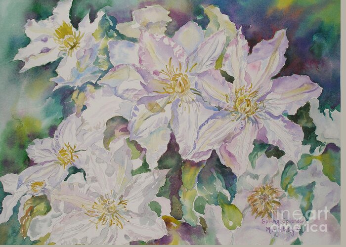 Flowers Greeting Card featuring the painting Spring Morning by Mary Haley-Rocks