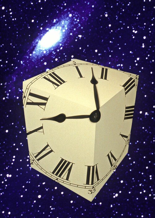 Square Greeting Card featuring the photograph Square Clock In Space by Garry Gay