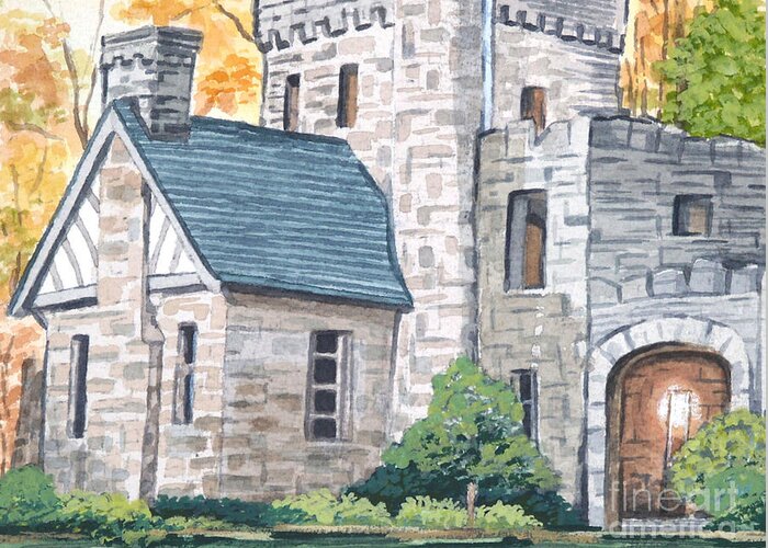 Squires Castle Greeting Card featuring the painting Squires Castle by Lisa Urankar